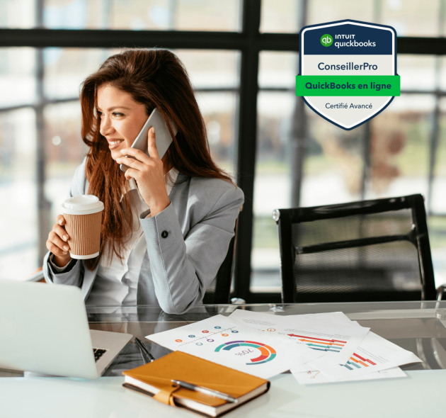 Cliente utilisant QuickBooks en ligne pour gérer ses finances avec l’accompagnement d’Athmane CPA Conseils, cabinet CPA certifié ConseillerPro Avancé à Laval